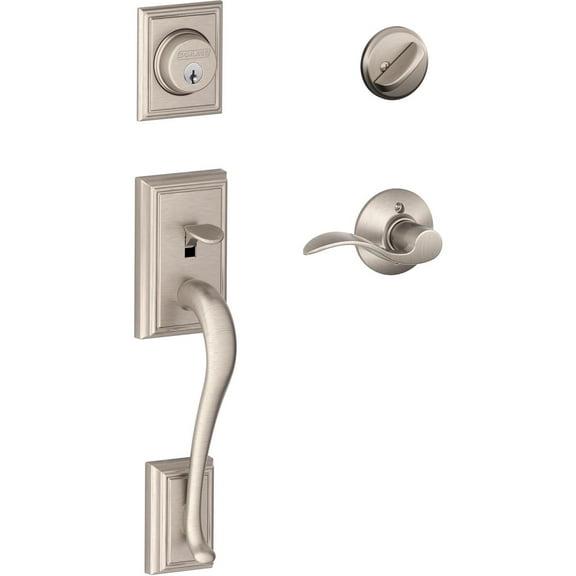 Schlage Addison Single Cylinder Handleset and Accent Lever, Satin Nickel (F60 V ADD 619 ACC)