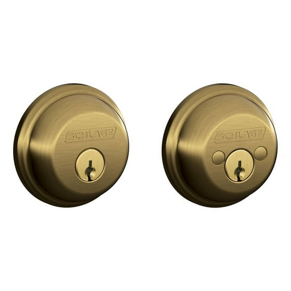 Schlage Antique Brass Double Cylinder Deadbolt 1-3/4 in. For All Standard Doors Key No. US5 Grad