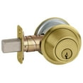 thumbnail interactive-video image 1 of Kwikset 81308 Standard Duty Adjustable Backset Deadbolt Latch – Polished Brass Finish 1 of 3