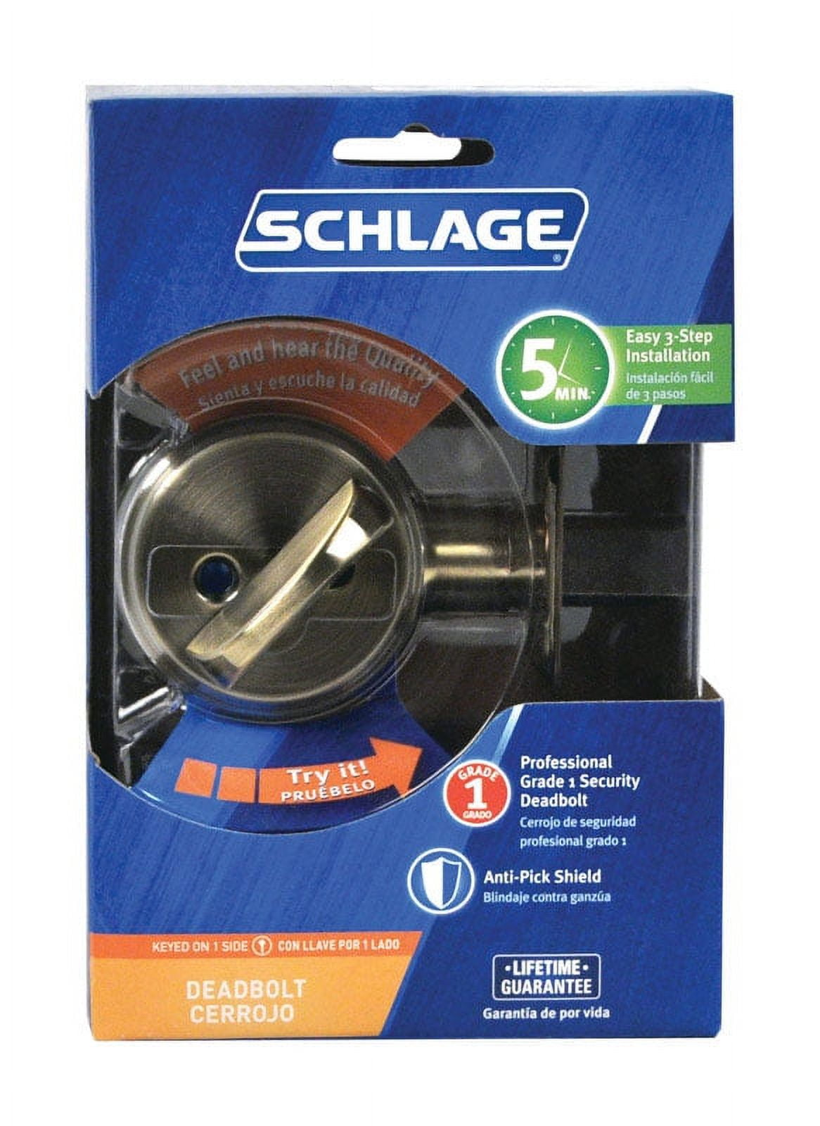 Schlage B60NV609 Antique Brass Single Cylinder Deadbolt