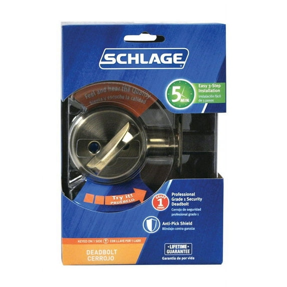 Schlage B60NV609 Antique Brass Single Cylinder Deadbolt