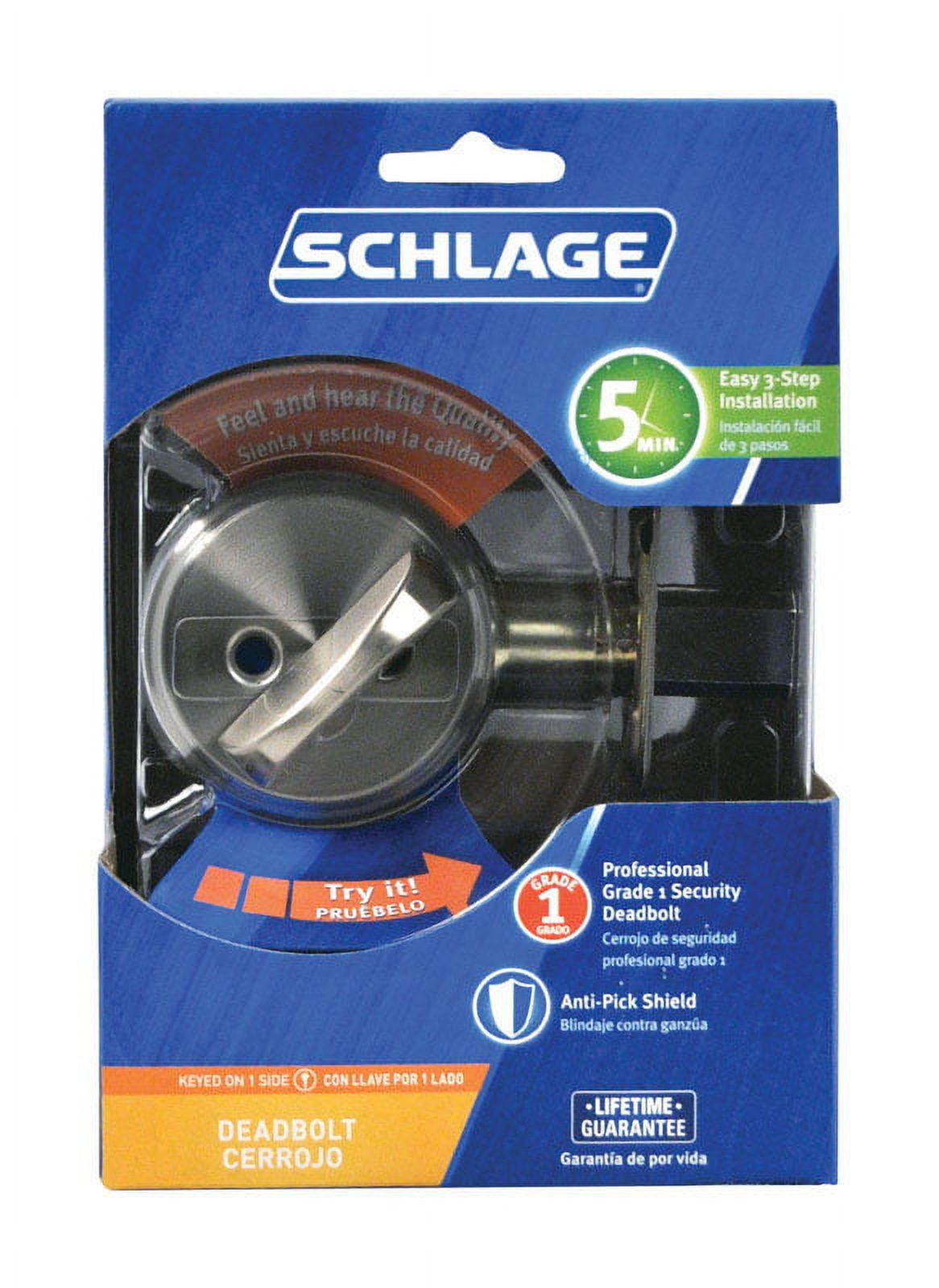 Schlage Satin Nickel Single Cylinder Deadbolt for Residential Doors