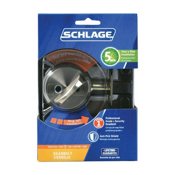 Schlage B60NV619 Satin Nickel Single Cylinder Deadbolt