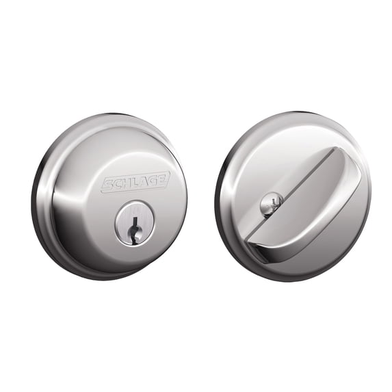 Schlage B60NV625 Bright Chrome Single Cylinder Deadbolt