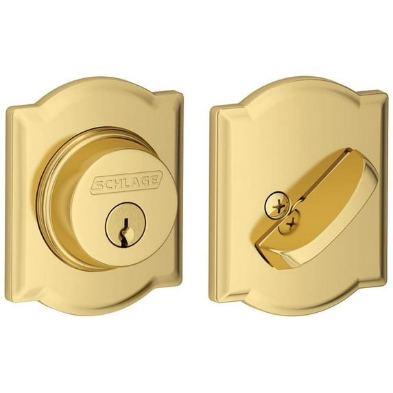 Schlage B60n-Cam Single Cylinder Keyed Entry Grade 1 Deadbolt - Brass