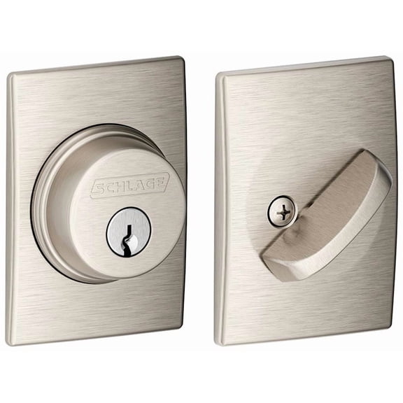 Schlage B60n-Cen Single Cylinder Keyed Entry Grade 1 Deadbolt - Nickel