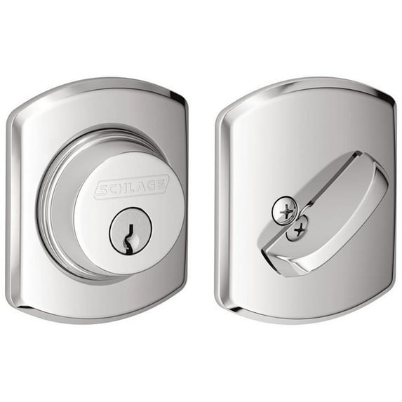 Schlage B60n-Grw Single Cylinder Keyed Entry Deadbolt - Chrome