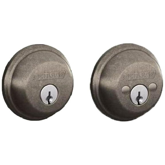 Schlage B62621 Distressed Nickel B-Series Double Cylinder Grade 1 Deadbolt from The B-Series B62
