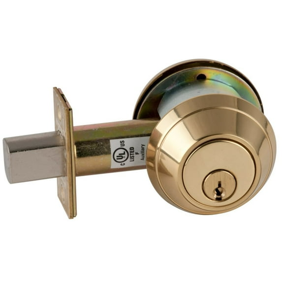 Schlage B660P 605 S123 Grade 1 Single Cylinder Deadbolt 2-3/4 Backset Conventional 6-Pin Cylinder Keyed 5 S123 Keyway Bright Brass Finish