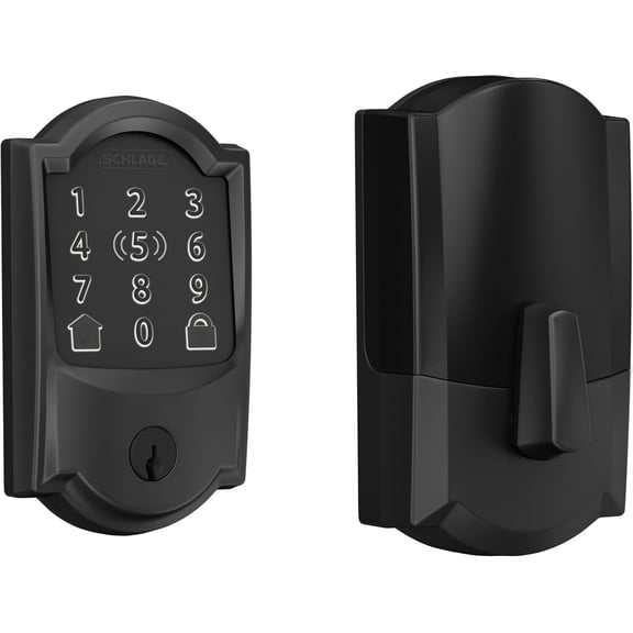 Schlage BE499WB CAM 622 Encode Plus WiFi Deadbolt Smart Lock, Keyless Entry Touchscreen Door Lock with Camelot Trim, Matte Black