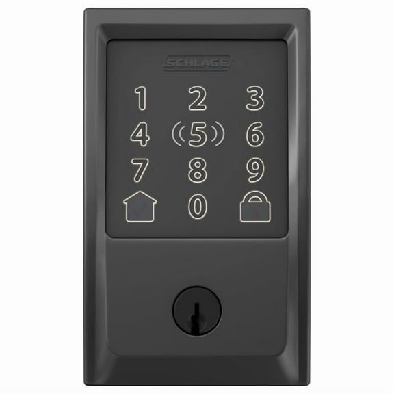 Schlage BE499WBVCEN622 Encode Plus Smart WiFi Deadbolt Lock, Century Trim, Matte Black - Quantity 1