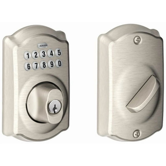 Schlage Be365-Cam Camelot Electronic Keypad Single Cylinder Deadbolt - Nickel