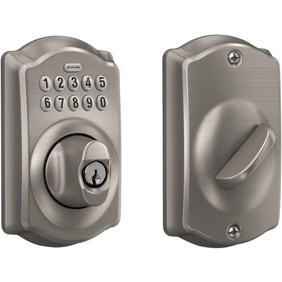 Schlage Be365-Cam Camelot Electronic Keypad Single Cylinder Deadbolt - Nickel
