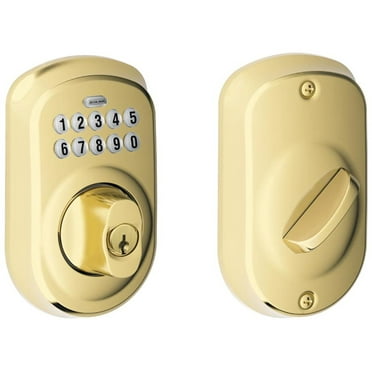 Schlage Be365-Ply Plymouth Electronic Keypad Single Cylinder Deadbolt - Brass