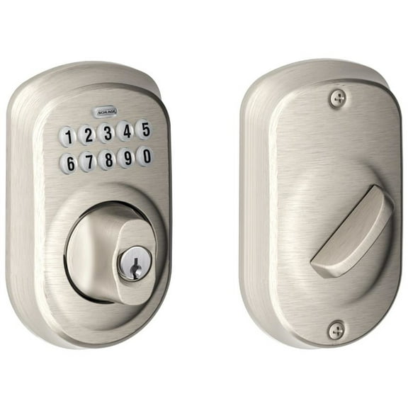 Schlage Be365-Ply Plymouth Electronic Keypad Single Cylinder Deadbolt - Nickel
