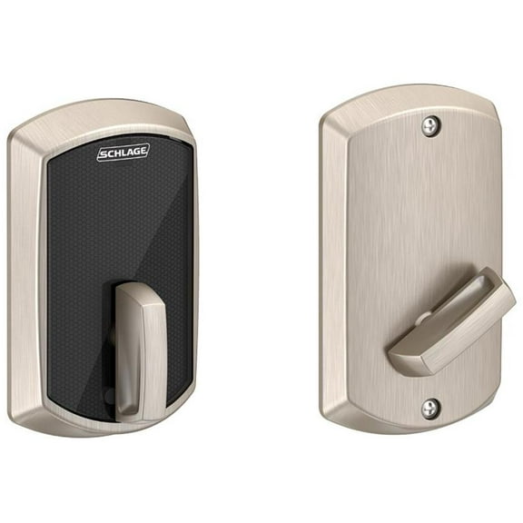 Schlage BE467 GRW 619 Smart Deadbolt Satin Nickel Greenwich Trim