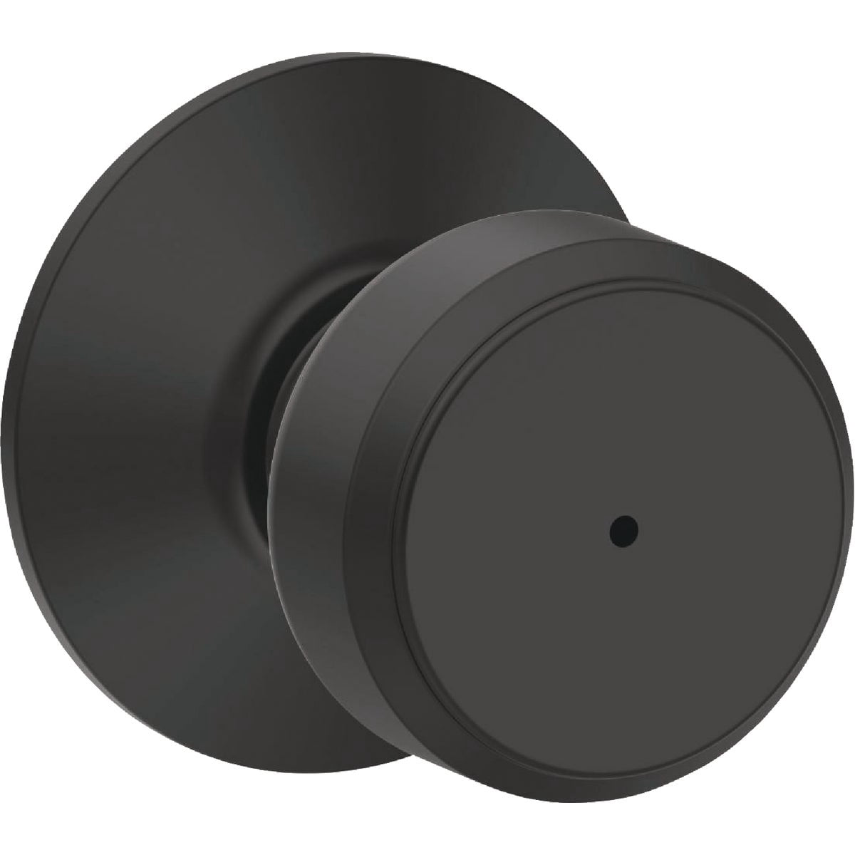 Schlage Bowery Bed and Bath Knob Antique Style - Privacy Door Knob - Matte Black, Right Hand — Residential Use, Standard Application