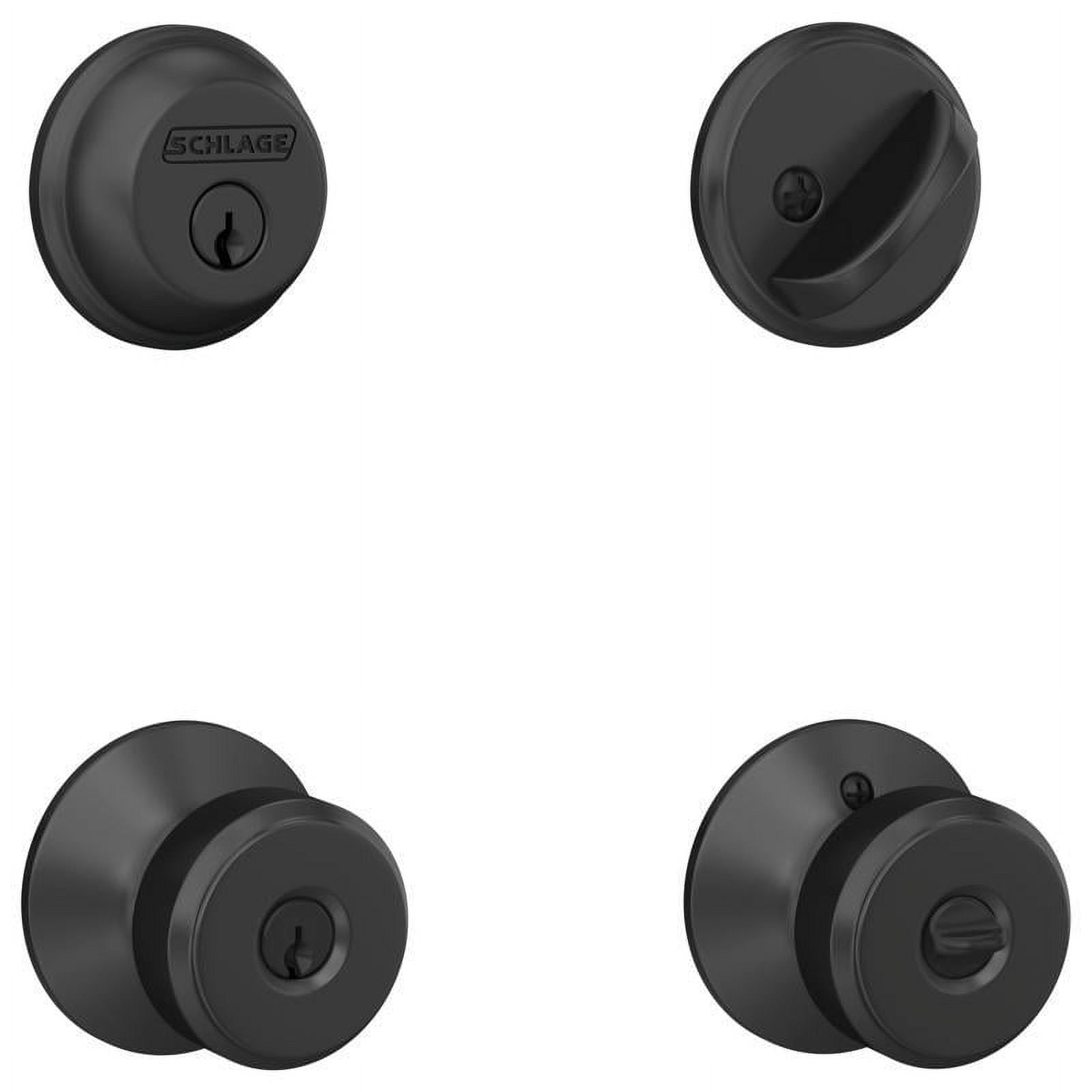 Matte Black Steel Entry Knob and Single Cylinder Deadbolt