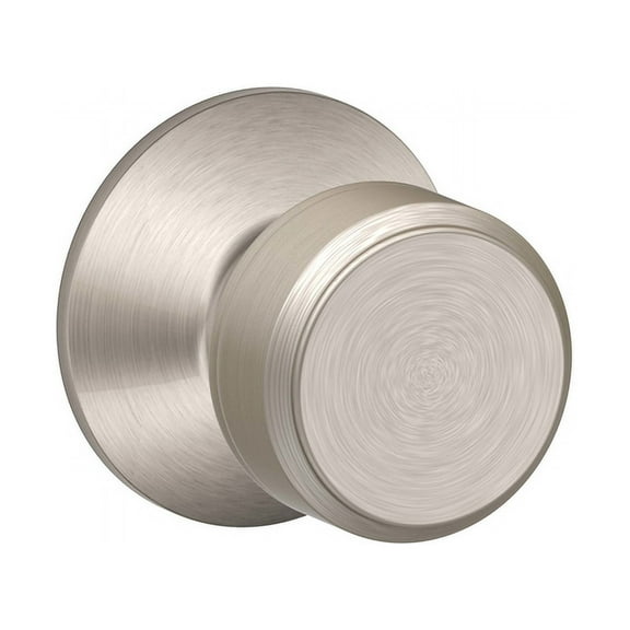 Schlage F Series F10VBWE619 Passage Knob, Bowery, Round, 2-3/4 in Dimensions, Metal, Satin Nickel, Reversible Hand