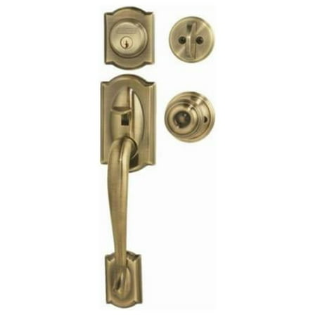 Schlage Camelot, Accent Antique Brass Entry Handleset 1-3/4 in.