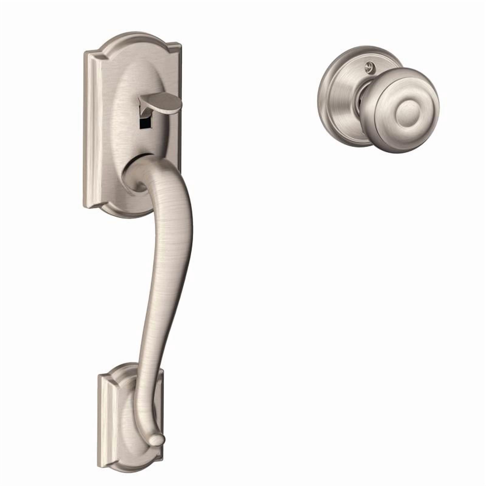 Schlage Camelot Satin Nickel Deadbolt and Entry Door Knob 1.75 in.