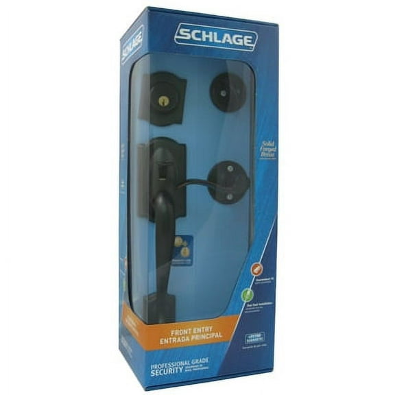 Schlage Camelot Single Cylinder Handleset and Accent Lever, Aged Bronze (F60 V CAM 716 ACC)