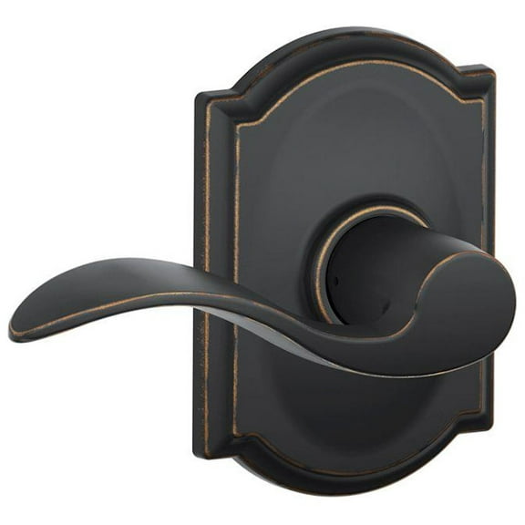 Schlage Camelot Trim with Accent Hall and Closet Lever, Aged Bronze (F10 ACC 716 CAM)