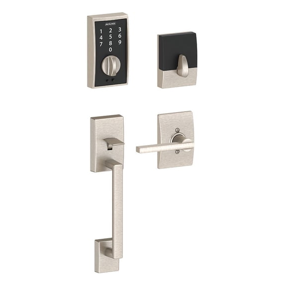 Schlage FE375-CEN-619-LAT Satin Nickel Century Keyless Touch Pad Electronic Handleset with Latitude Lever