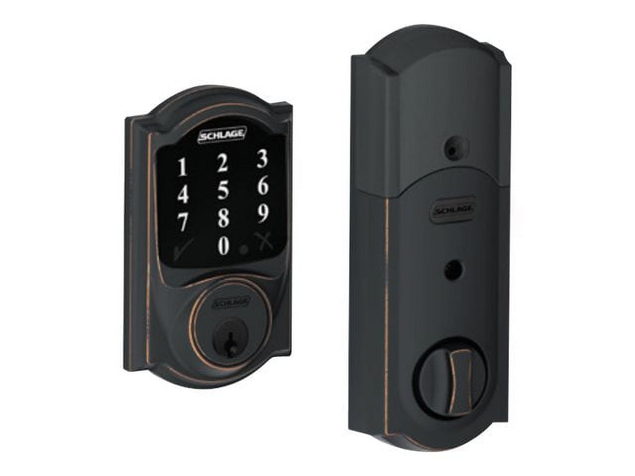 Schlage Connected BE468 Camelot Deadbolt key, combination touch