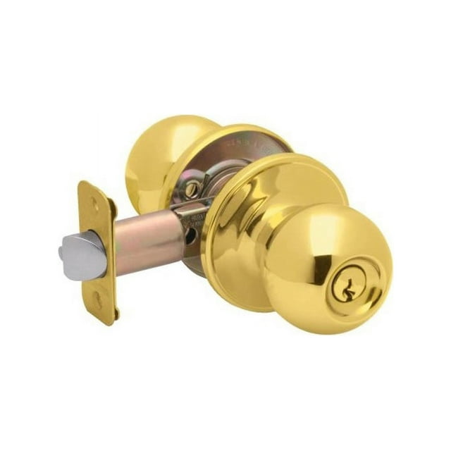Schlage-J54VCNA605 Bright Brass Finished Keyed Entry Lock Corona Style Door Knob+