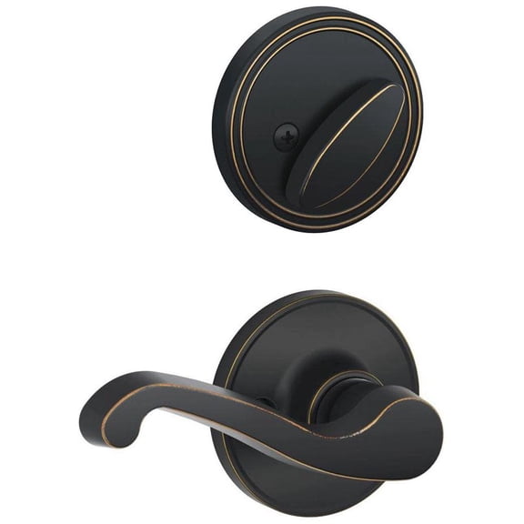Schlage Dexter 1-3/8-in to 1-3/4-in Aged Bronze Single Cylinder Lever Entry Door Interior Handles