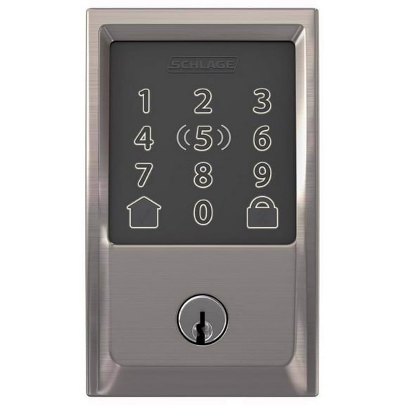 Schlage Encode Plus Satin Nickel Metal WiFi Deadbolt with Century Trim