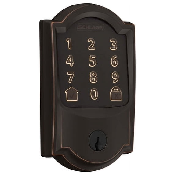 Schlage Encode Smart Wi-Fi Deadbolt with Camelot Trim in Aged Bronze