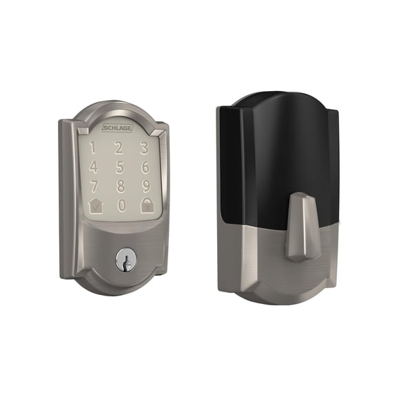 Schlage Encode Smart WiFi Deadbolt Lock for Front Door - Keyless Entry with App or Touchscreen - Works with Alexa, Hey Google, & Airbnb - Create Codes for Guests - Satin Nickel