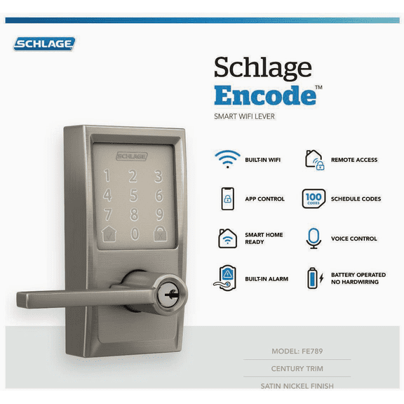 Schlage Encode Smart WiFi Privacy Door Lever Lockset - Single Pack  Residential Use, Standard Application