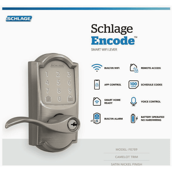 Schlage Encode Smart WiFi Privacy Door Lever Lockset - Single Pack  Residential Use, Standard Application