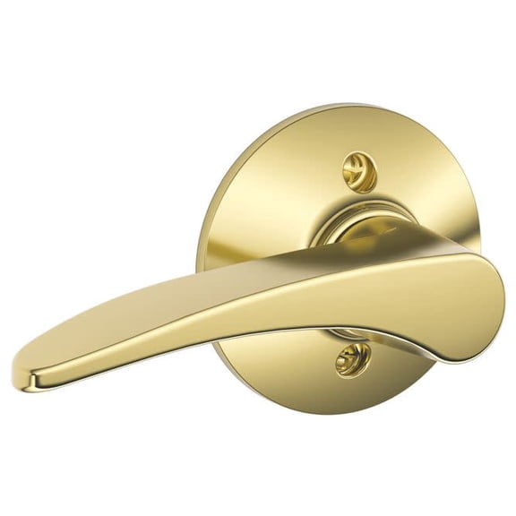 SCHLAGE Manhattan Left Handed Lever Non-Turning Lock, Bright Brass F170 MNH 605 LH