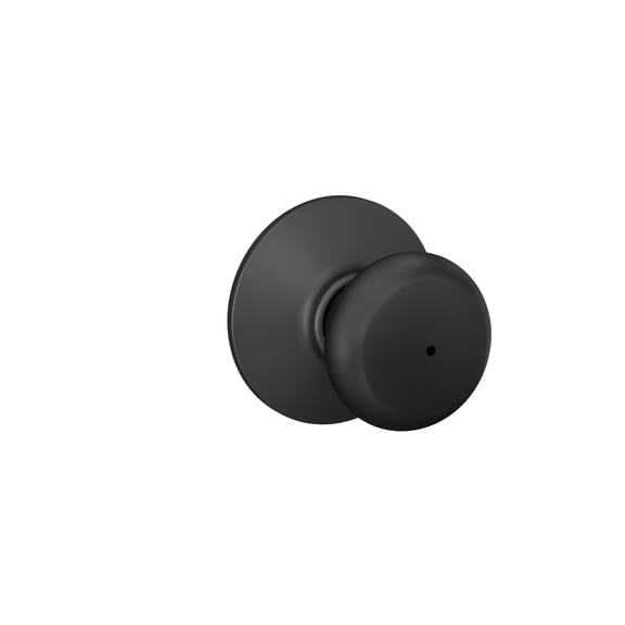 Schlage Plymouth F-Series Classic Privacy Door Knob - Matte Black - Right or Left Handed — Residential Use, Standard Application