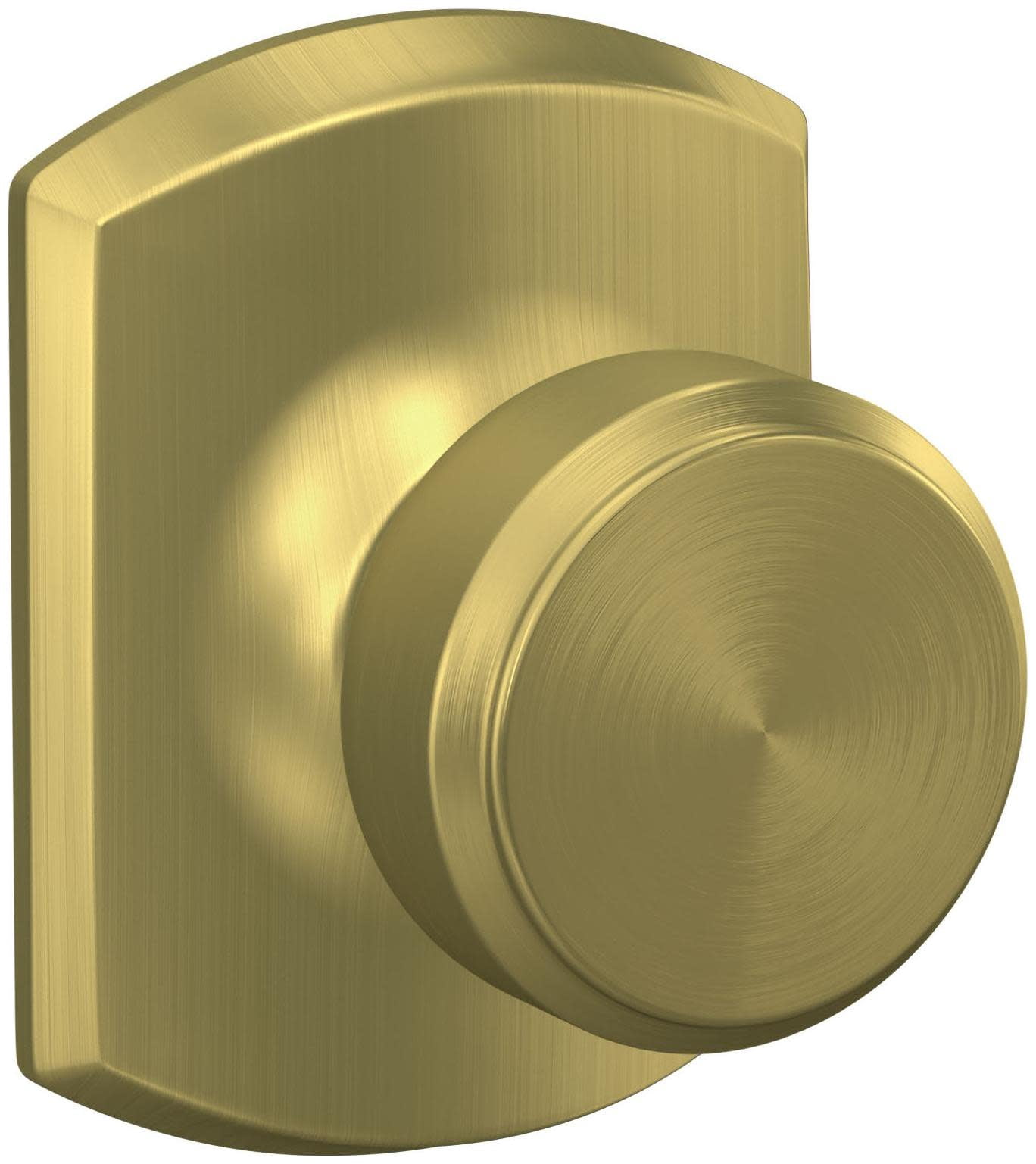 Schlage F10BWE608GRW Bowery Passage Door Knob Set - Brass