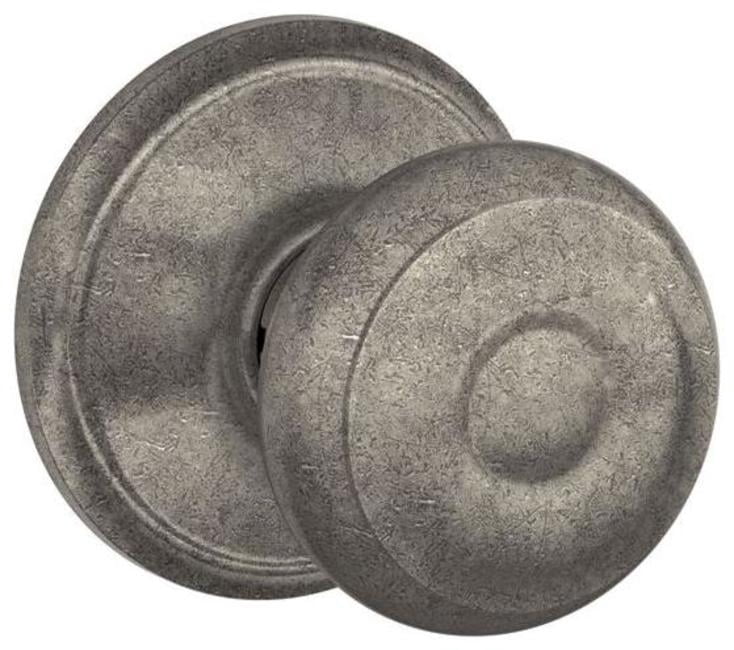 Schlage F10-GEO Georgian Passage Door Knob Set, Distressed Nickel