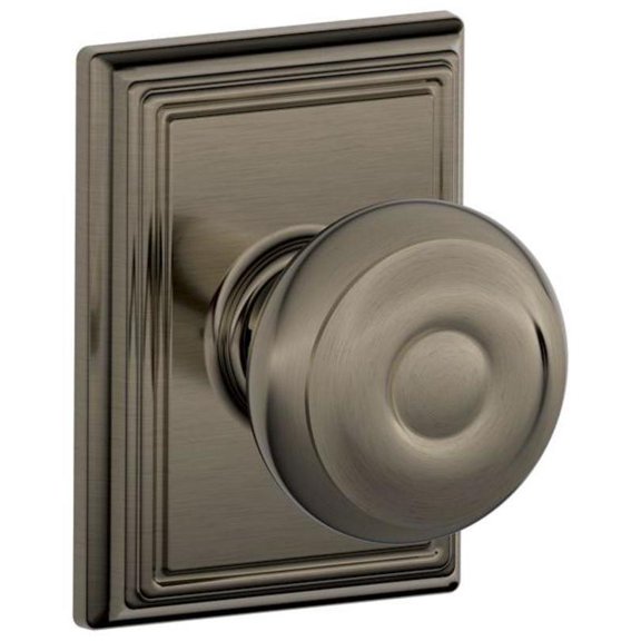 Schlage F10-Geo-Add Georgian Passage Door Knob Set - Grey