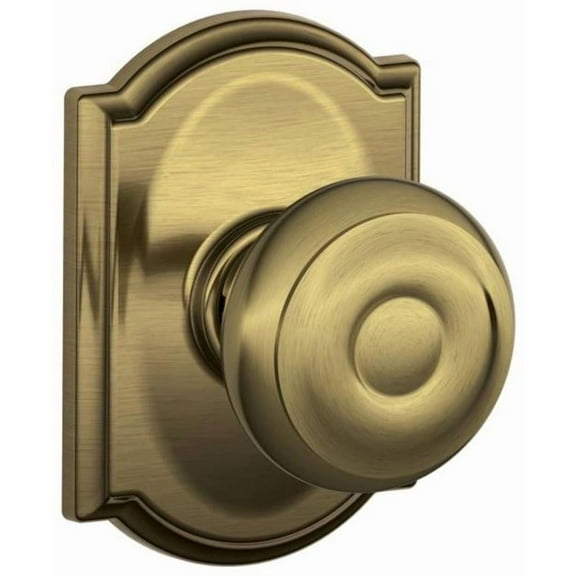 Schlage F10 Georgian With Camelot Passage Lock with 16080 Latch 10027 Strike Antique Brass Finish