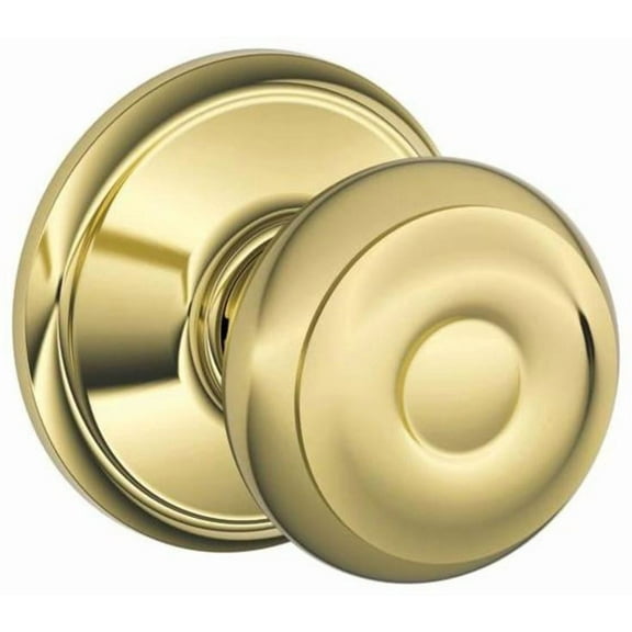 Schlage F10-Geo Georgian Passage Door Knob Set - Brass