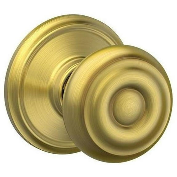 Schlage F10-Geo Georgian Passage Door Knob Set - Brass