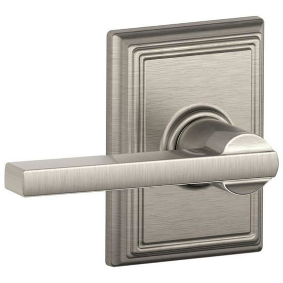 Schlage F10-LAT-ADD Latitude Reversible Passage Door Leverset with Decorative Ad, Satin Nickel