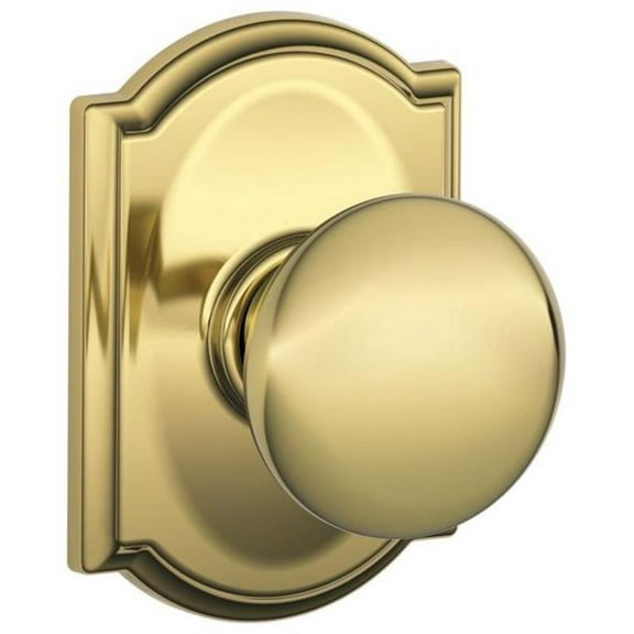 SCHLAGE F10 PLY 505 CAM Camelot Collection Plymouth Passage Knob Bright Brass