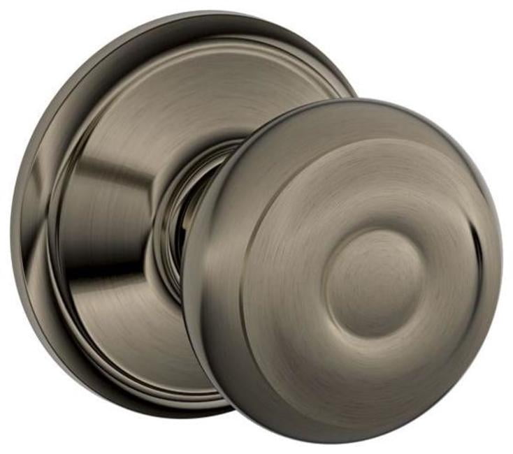 Schlage F10GEO620 Georgian F10 Round Door Knob Lock, Solid, Antique Pewter,