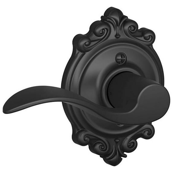 Schlage F170 Accent With Brookshire Rose Left Hand Half Dummy Matte Black Finish