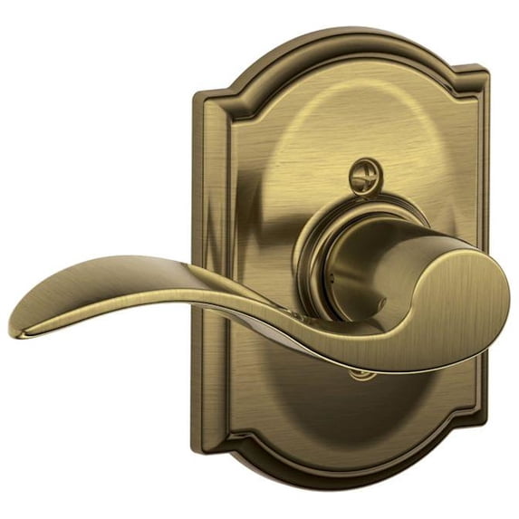 Schlage F170ACC609CAMLH Accent Left Handed Non-Turning One-Sided Dummy Door Lever - Brass
