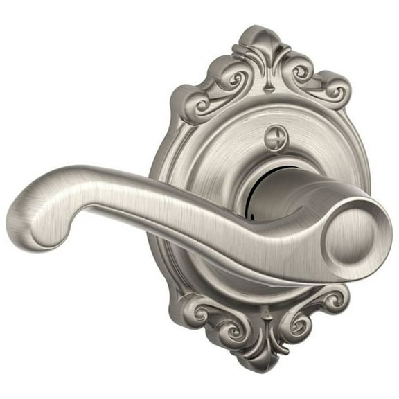 Schlage F170 Flair With Brookshire Rose Left Hand Half Dummy Satin Nickel Finish